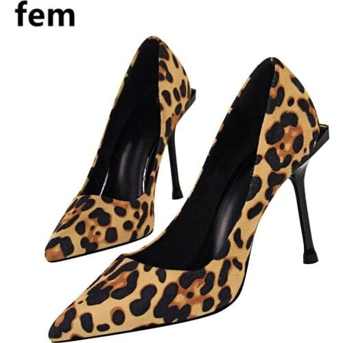 Women Pumps Super High Heels Sapato Feminine Leopard Sexy Wild Beauty Stiletto Pointed Toe Shallow Mature Party Shoes Thin Heels