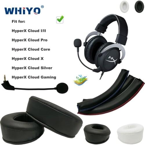 Replacement Parts for HyperX Cloud I/ II, Cloud Core,Cloud Silver,Cloud Alpha,Cloud Pro,Cloud X,Cloud Gaming Headset EarPads Mic