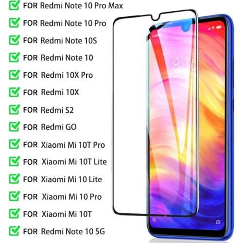 9H Screen Protector For Xiaomi Redmi Note 10 Pro Mi 10T Lite Tempered Glass Protective Redmi Note10 Pro Max 10S 10X Go S2 Glass