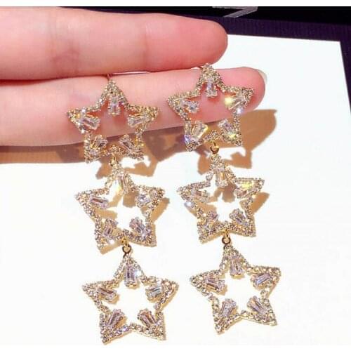 Brillian 2020new Exaggerated Five Pointed Star Aaacz Womens Earrings and Earrings Wedding Jewelry Fashion Jewelry Gifts