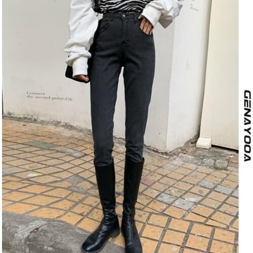 Genayooa Skinny Jeans Women Slim Push Up Streetwear Woman Jeans High Waist Bodycon Solid Pencil Pants Mujer Korean Style 2020