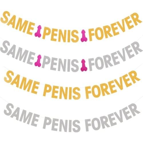 Gold SAME PENIS FOREVER Banner Hen Party Banner Bachelorette Party Decorations Garland Hen Night Supplies Bunting Flags