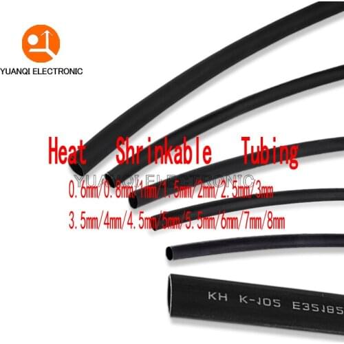 1 Meter/lot 2:1 Black 0.6mm 0.8mm 1mm 1.5mm 2mm 2.5mm 3mm 3.5mm 4mm 4.5mm Heat Shrink Heatshrink Tubing Tube Sleeving Wrap Wire