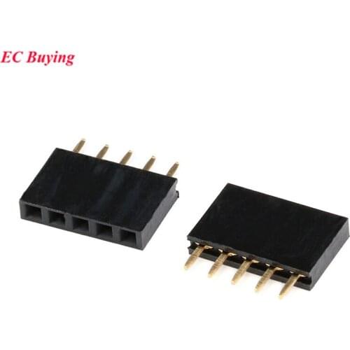 20Pcs/lot 2.54mm Pitch 5 Pin Female Single Row Straight Header Strip 1*5P