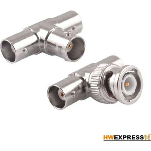 10 PCS BNC Male to 2Female Plug RF Coaxial T Adapter w BNC Connector 3 Way Splitter