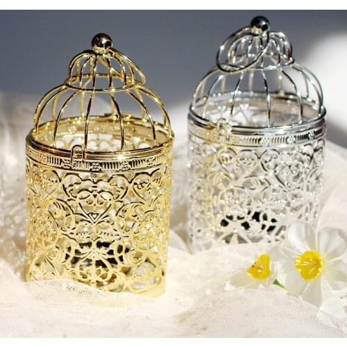 3 Style Different Color 2 pcs European metal White Decorative Bird Cage Candle Holder 14*8cm