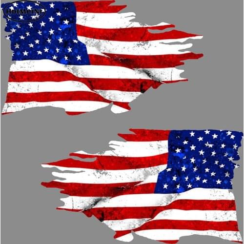 2X USA TATTERED Flag Car Stickers Rearview Mirror Sticker MIRRORED American Bumper 3D Waterproof KKVinyl Decal Car PVC