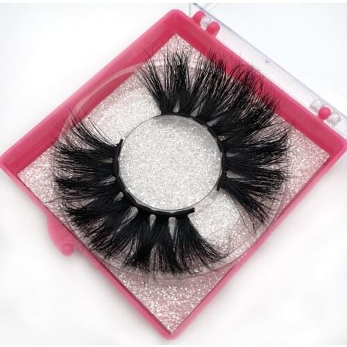 25mm Extra Length 100% Handmade Natural Thick 3D Mink Volume Eyelashes Makeup Extention Wispy Fluffy Lashes Extension