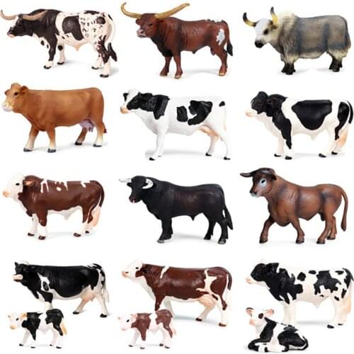 30 Kinds Simulation Solid Bull/Cattle Figure Collectible Toys Buffalo Animal Action Figures Kids Movable Toy