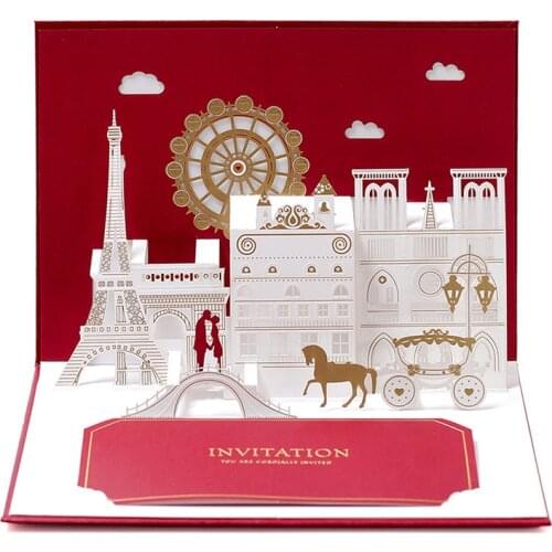 3D Laser Cut High Quality Wedding Church Kiss Lover Paper Invitation Cards Valentines Day Engagement Supply Creative Gift