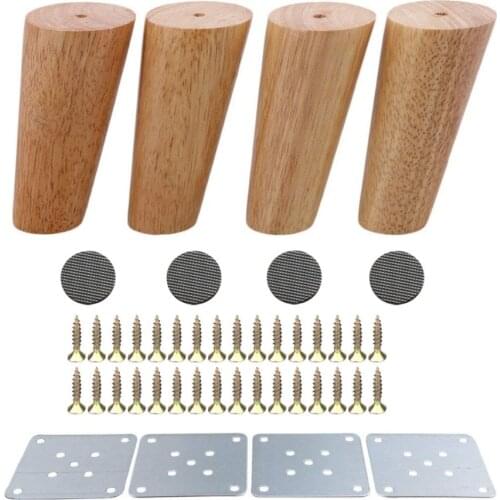 4Pcs Oak Wood 120x56x38mm Height Reliable Inclined Furniture Leg with Iron Plate Sofa Table Cupboard Feet Post