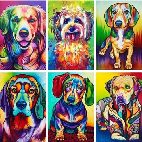 5D Diamond Painting colors Animals Full Square Drill Diamond Embroidery Cross Stitch Dog Mosaic Handmade Art Home Decoration