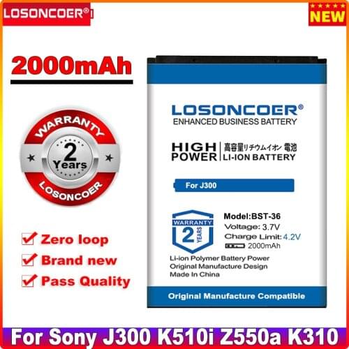 2000mAh BST-36 Battery for Sony Ericsson J300 K510i Z550a K310 J300C X0001 Z550C K320 K310i W200 Z550i Z558 k310c k510c
