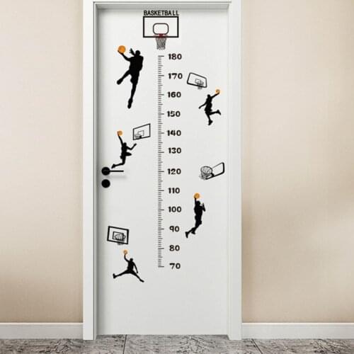 Basketball Boy Height Measure Wall Sticker For Kids Room Children Boy Room Decoration Height Chart Decals Wall Art Stickers