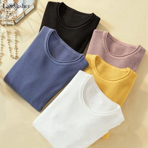 Basic Womens Sweaters Round Neck Sweater Women Thin Pullover Jumper Knitted Sweater Ladies Pull Femme 2019 Winter Tops Dames New
