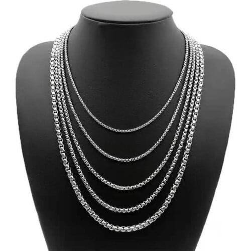 1 Piece 316L Stainless Steel 2.5mm Cuban Link Chains Chokers Necklace Fit DIY Women Men Punk Pendant Chain Necklace Jewelry Make