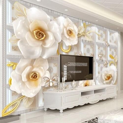 Photo Wallpaper 3D Stereo Relief Rose Flower Murals Modern Simple Living Room TV Sofa Home Decor Background Wall Cloth 3D Murals