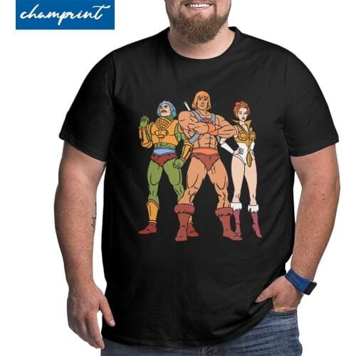 Men T-Shirts MotU Trinity He-Man The Masters Of The Universe Vintage Big Tall Tees Crewneck Tops Oversized 4XL 5XL 6XL T Shirts