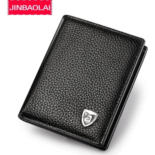 Small Wallet Men Genuine Leather Purses Cowhide Mini Wallets Black and Brown Quality Guarantee Card Holder