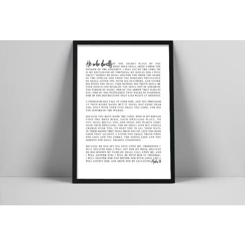 Bible Verse Wall Art, Psalm 91 He Who Dwells In The Secret Place, Christian Printable Wall Art For Your Home Decor NKJV