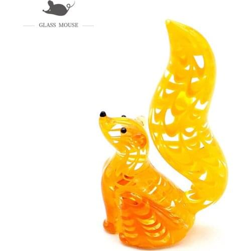 New Handmade Murano Glass Squirrel Art Figurine Miniature Cute Animal Ornament Xmas Gifts For Kids Home Decor Charms Accessories