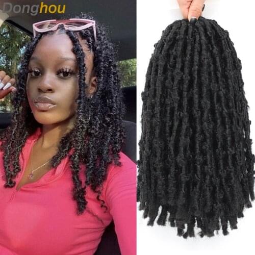 New Styles Crochet Hair Distressed Butterfly Locs Braiding Hair For Black Women African American Bob Butterfly Curly Faux Locs