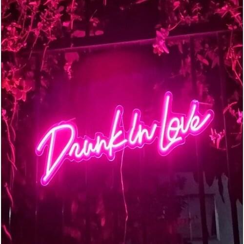OHANEONK Custom 3D Led Neon Signs of Drunk in love Led Lights For Wedding Birthday Party Restaurant Decoration