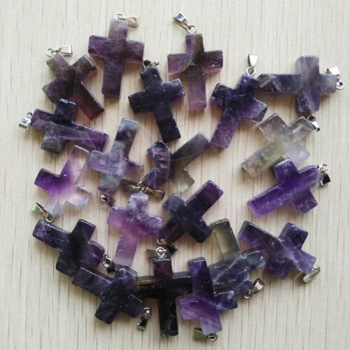 2018 fashion high quality natural gem stone cross pendant for jewelry making 20pcs/lot wholesale Free shipping