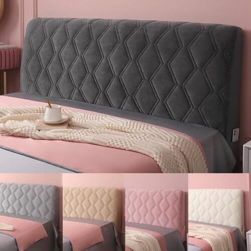 All-inclusive Super Soft Smooth Quilted Bed Head Cover Thicken Velvet Headboard Cover Solid Color Bed Back Dust Protector Cover
