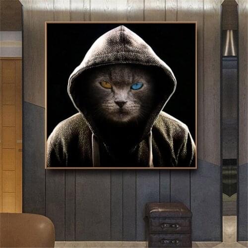 Canvas Poster Animal Painting HD Black Cool Cat Prints Hoom Decor Living Room Wall Picture Modern Abstract Art Painting Cuadros