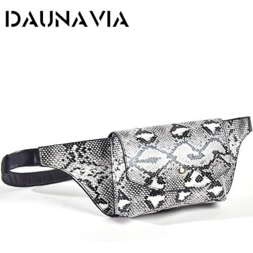 DAUNAVIA Serpentine Fanny Pack Ladies New Fashion Women PU Leather Waist Belt Bag Waist bag Leather Small Shoulder Chest Bags