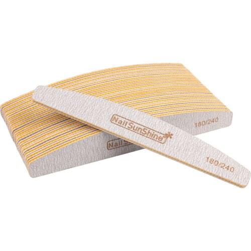 50pcs/lot Professional Nail File 180/240 Strong Sandpaper Nail Sanding File Block Half Moon Washable Polisher Manicure Care Tool