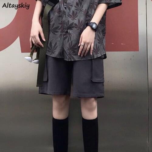 Shorts Women Straight Summer Female High Street Hipster Pocket Unisex Korean Style Couples Mujer Stylish Boyfriend Trousers Kpop
