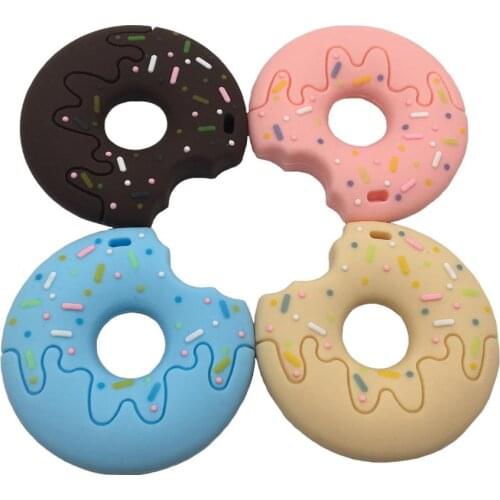 New Silicone Donut Teether Baby Teething Gum Biscuit Pendant Food Grade Silicone Material Baby Teething Toys Gifts