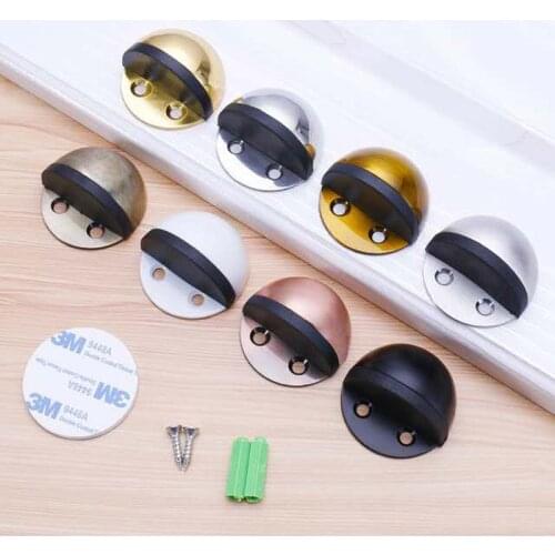 Hidden Stainless Steel Rubber dual-use Door Stopper Door Holders Catch Floor Mounted Nail-free Door Stops Sticker door stop