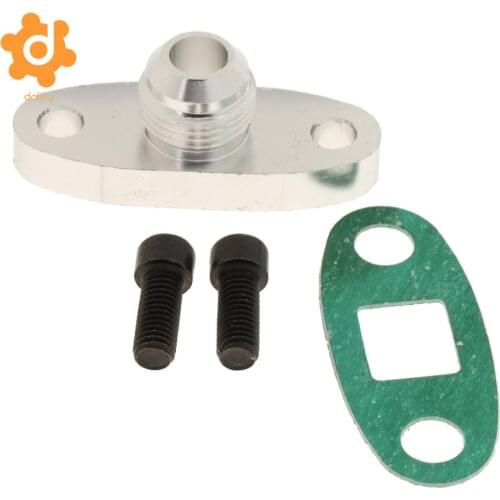 TF008 Turbo Oil Feed Inlet Flange + Gasket Adapter Kit 10AN Fitting T3 T4