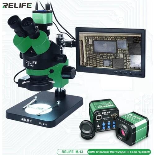 RELIFE RL-M3T Trinocular Microscope 0.7-4.5X Continuous Zoom Microscope For Mobile Phone PCB Electronic Device Repair