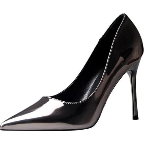 D&Henlu Shoes Woman Brand Basic Women Pumps Glossi Shoes Patent Leather Pointed Toe Thin Heel High Heels Glitter Stiletto Heels