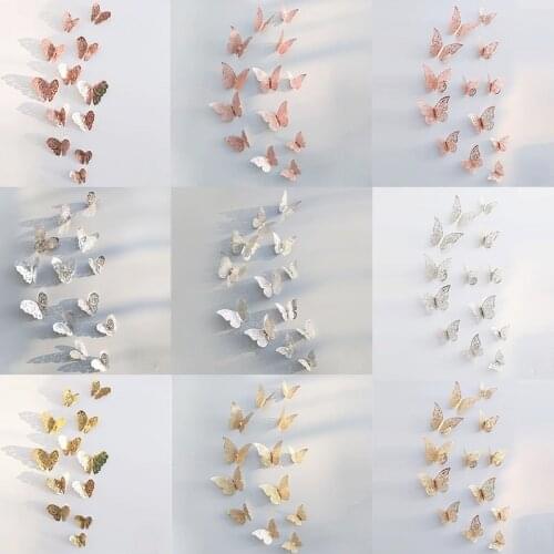 Wedding Decoration 12pcs 3D Simulation Butterfly Wall Sticker Baby Shower Birthday Party Christmas Halloween Decoration for Home