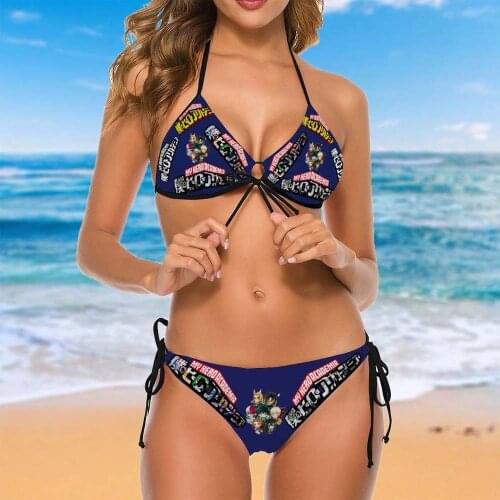 Deku Cosplay Women Swimsuit My Hero Academia Ladies Cute Anime MHA Push Up Bandage Two Piece Sexy Bikini Set Swimwear Beachwear