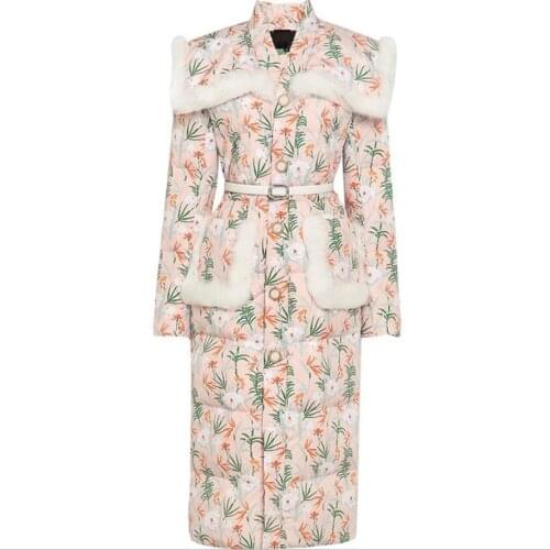 Winter Down Jacket Women printed Long Down Coat Female Thick Warm office Ladies plus size 2XL