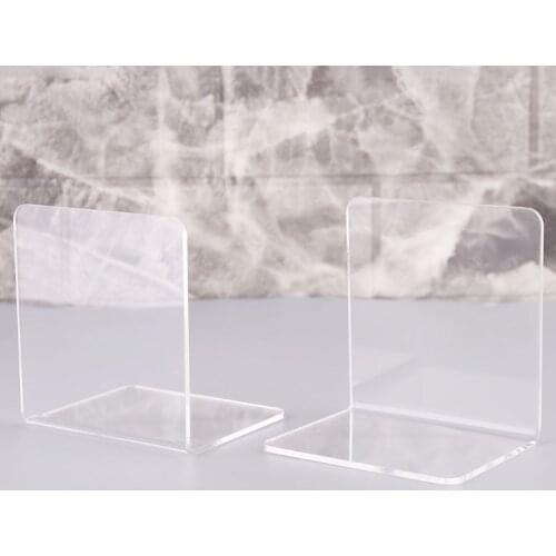 2Pcs Clear Acrylic Bookends L-shaped Desk Organizer Desktop Book Holder School Stationery Office Accessories WXTB