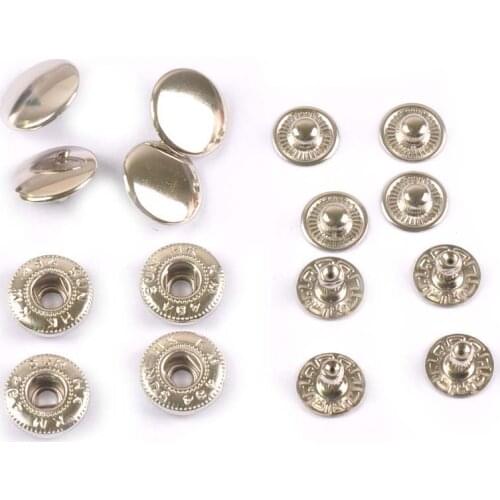 20sets/lot Metal Press Studs Silver Button For Sewing Clothing Iron Snap Fasteners Clothes Bags Leather Craft 15/10mm c2149