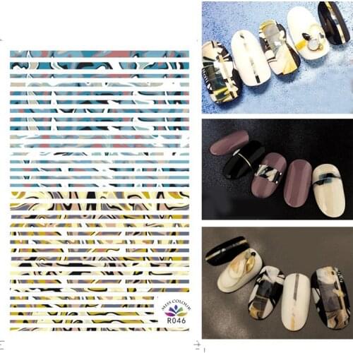 3D Stickers for Nails Self-adhesive Design Colorful Stripe Fashion Nail Art Decorations Decals Foil Wrap Manicure Accessories
