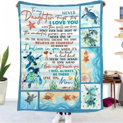 3d Printing Gift for My Daughter Flannel Blanket Sea Turtle Series Home tTxtile Dreamy Birthday Gift Blanket 150x200cm