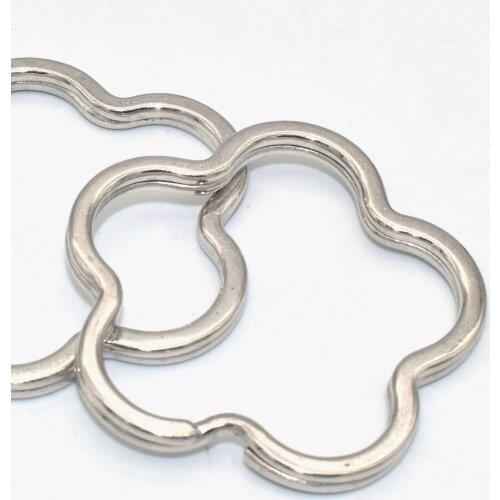 Keychain Flower-shaped Key Ring Silver Split Ring Iron Jump Ring DIY Accessories for Necklace Purse Charm Jewelry Hardware