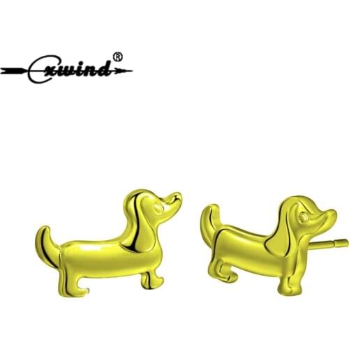 Cxwind Cute Animal Paw Print Stud Earrings Charm Sausage Dog Dachshund Stud Earring for Women Lady Lovely Heart Earring Jewelry