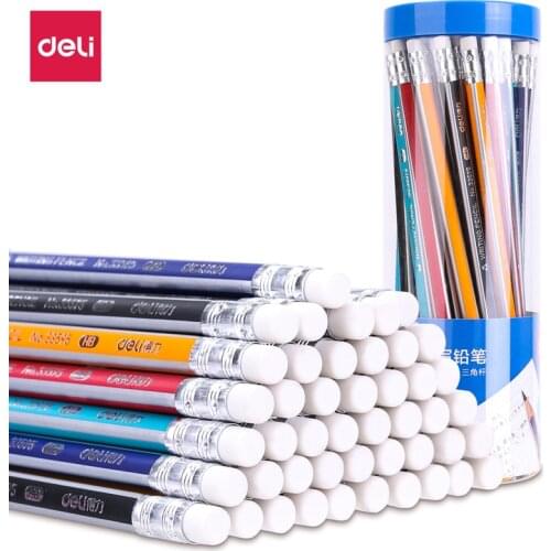 Deli 33595, color trilateral advanced log graphite HB rubber pencil, non-toxic writing pen, student office stationery