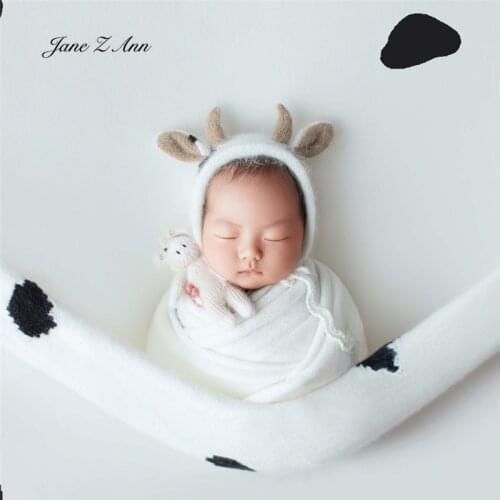 Childrens Photography Costumes Newborn Baby studio shooting Props Mohair Knitted Hat + Calf Doll multi-colors