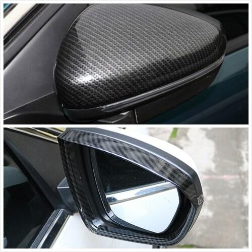 For Peugeot 3008 GT 2017-2020 Carbon Style Rear View Mirror Rain Guard Shade Decoration Cover Trim Car Styling